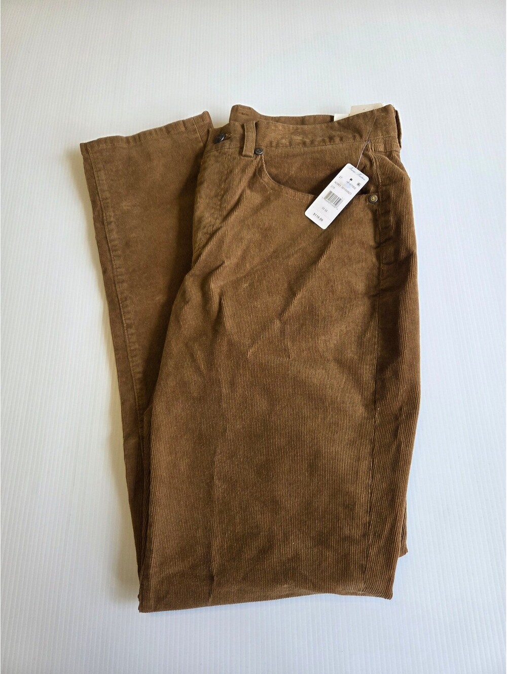 NWT Brooks Brothers Men's Slim Fit Corduroy Pants, Size W33/L32, Tan Brown